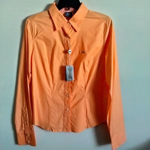 Le Tigre Orange Cotton Blend Button Down Shirt M   NWT